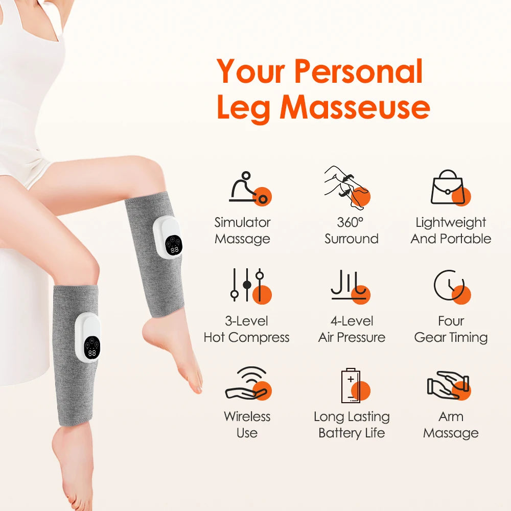 Wireless Air Pressure Calf Massager Machine 4 Modes Kneading Leg Massager Foot Leg Muscle Relaxation Promote Blood Circulation