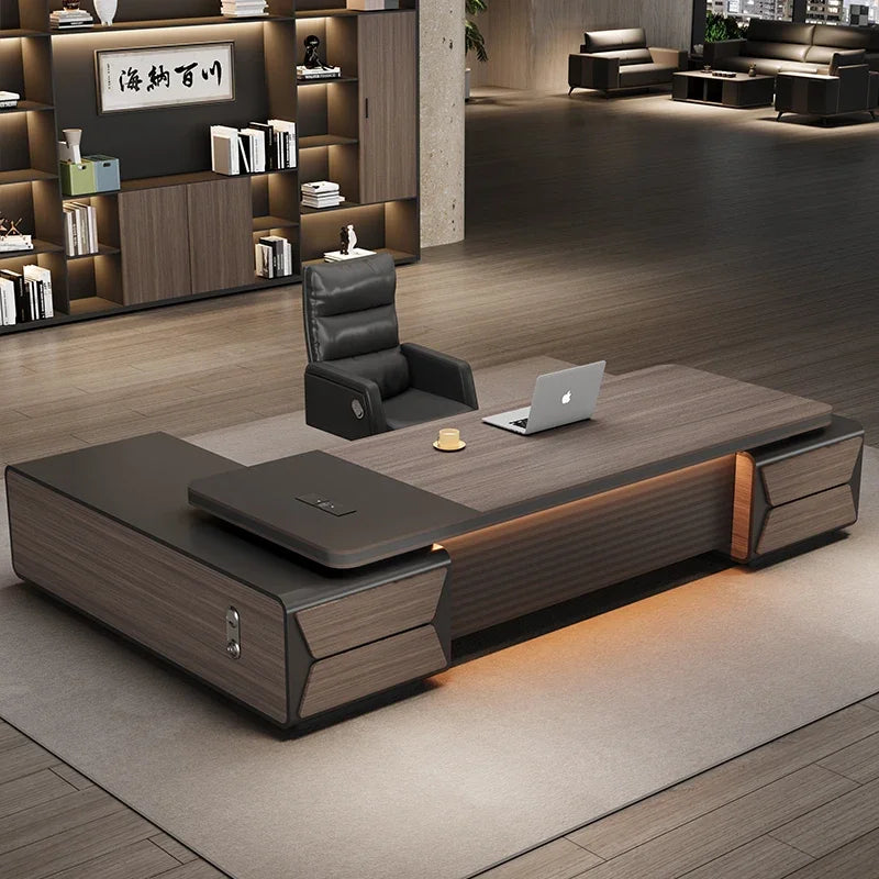 L-shaped luxury chairperson's room manager chair combination simple modern president's desk furniture Executive Office Desk home