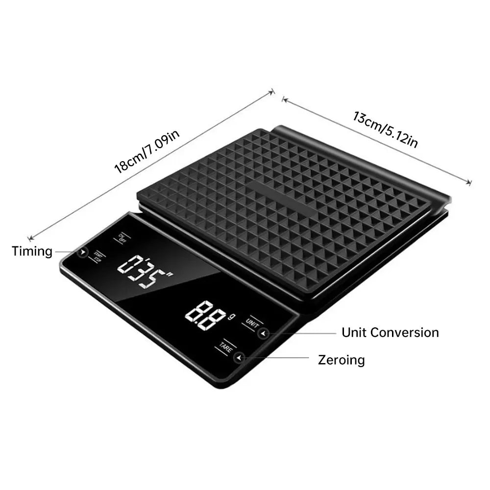 3kg/0.1g Precision Coffee Scale with Timer LCD Digital Kitchen Scale Multifunction Weighing Scale Pour Over Drip Coffee Scale