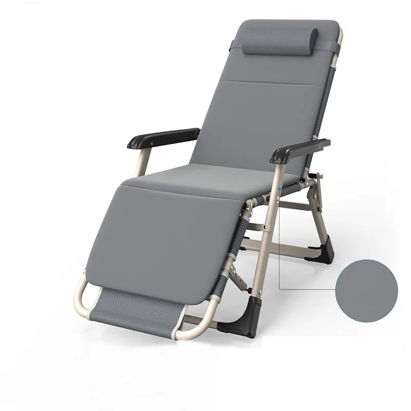 UVR Recliner Foldable Outdoor Beach Chair Office Lunch Chair Home Computer Chair Backrest Chair Adjustable Balcony Armchair Bed
