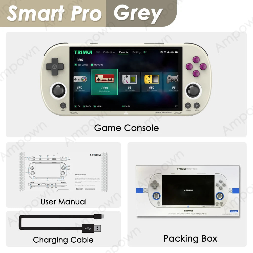 Trimui Smart Pro Handheld Game Console 4.96''IPS Screen Linux System Joystick RGB Lighting Smartpro Retro Video Game Player Gift