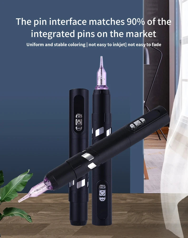 New 2pc Battery Tattoo Pen Wireless Power Tattoo Machine Professional Pen Tattoo Machine  Makeup For Professionals And Beginners