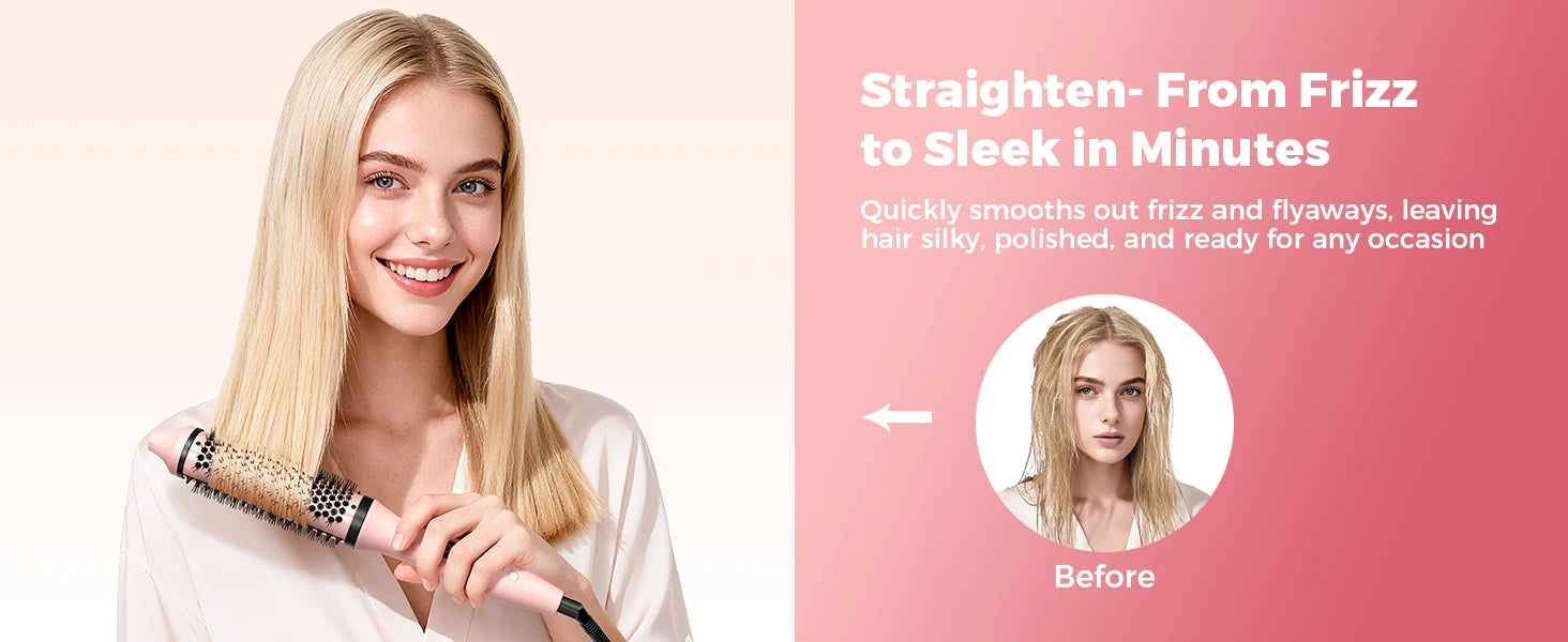 Dual Voltage Thermal Brush, 1.5 Inch Heated Round Brush with Negative Ions & Ceramic for Volumizing, 6 Temps & Auto Shut-Off