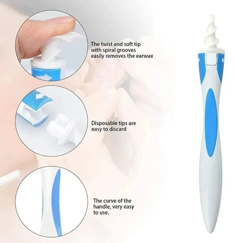 Ear Wax Remover Tool Spiral Ear Cleaner With Soft Silicone 16 Replacement Tips Simply To Grab Extract Earwax Ears Cleaning Care