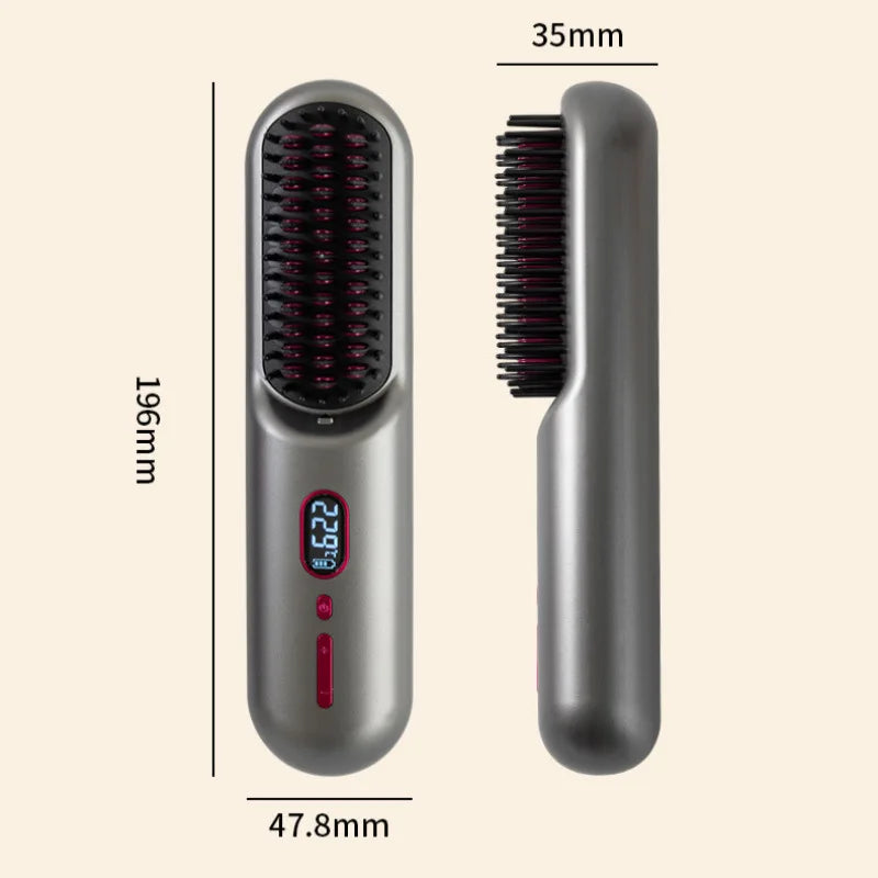 Household Wireless Portable Digital Negative Ion Straight Hair Comb TYPE-C Charging Roll Dual Purpose Straight Comb