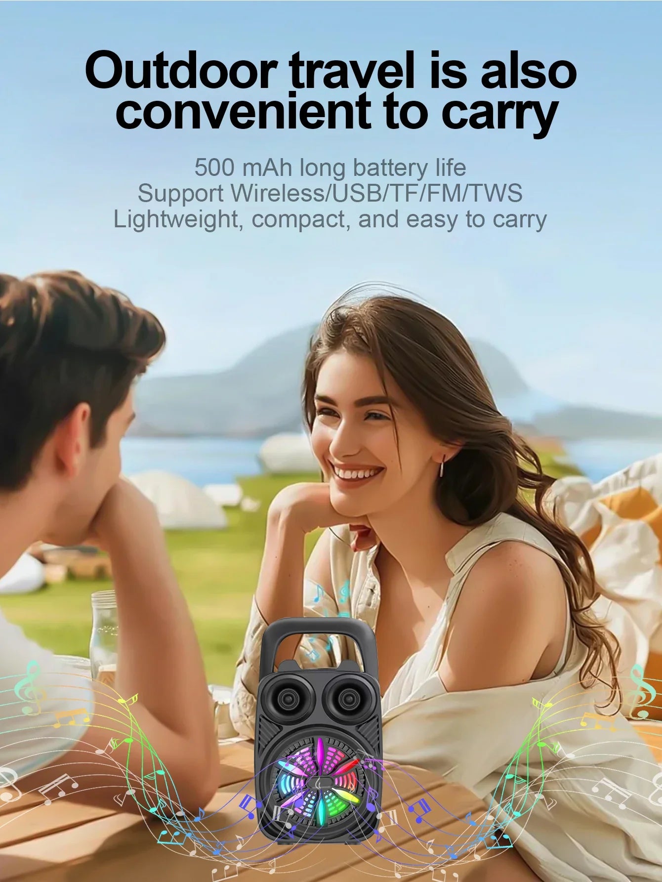 500mAh Bluetooth speaker Sound box high power bluetooth speakers TF Udisk karaoke handheld sound subwoofers for dancing