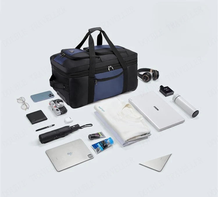 2025 New Travel Bags with Wheels Oxford Cloth Trolley Luggage Bag Organizes Folding Bags Quality Large Size Suitcases valises