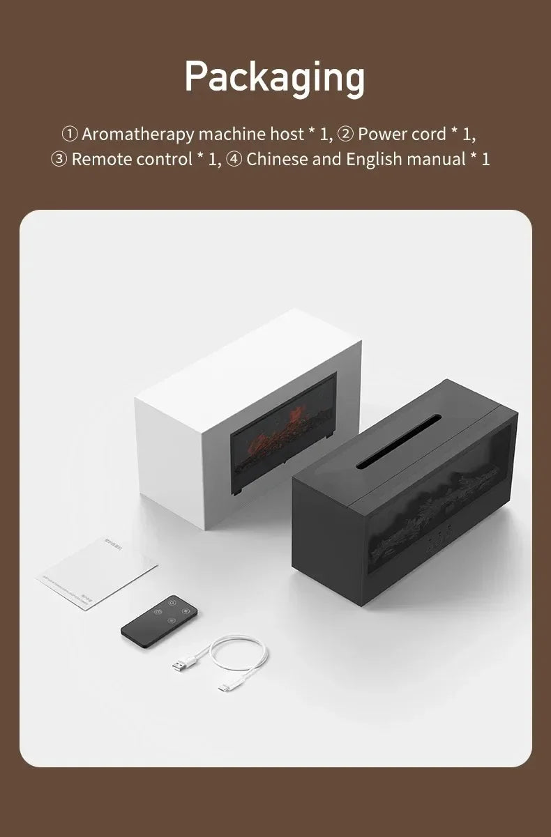 Simulated 3D flame aromatherapy machine, essential oil humidifier, color atmosphere lighting with remote control, holiday gift
