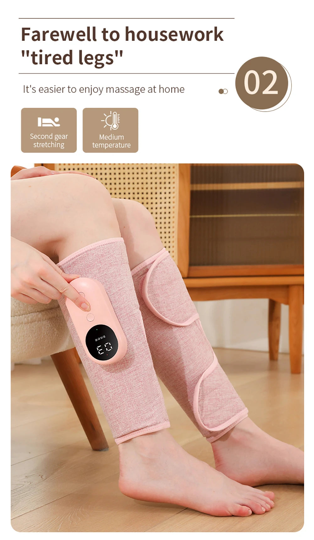 Electric Heated Calf Massager Wireless Air Pressure Leg Massager Hot Compress Calf Massage Machine Promote Blood Circulation