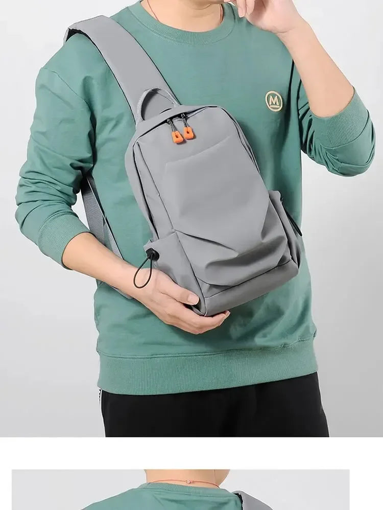 New Men's And Children's Chest Bag Waterproof Trend Simple Usb Charging Solid Color Multifunctional Messenger Bag Shoulder Bag