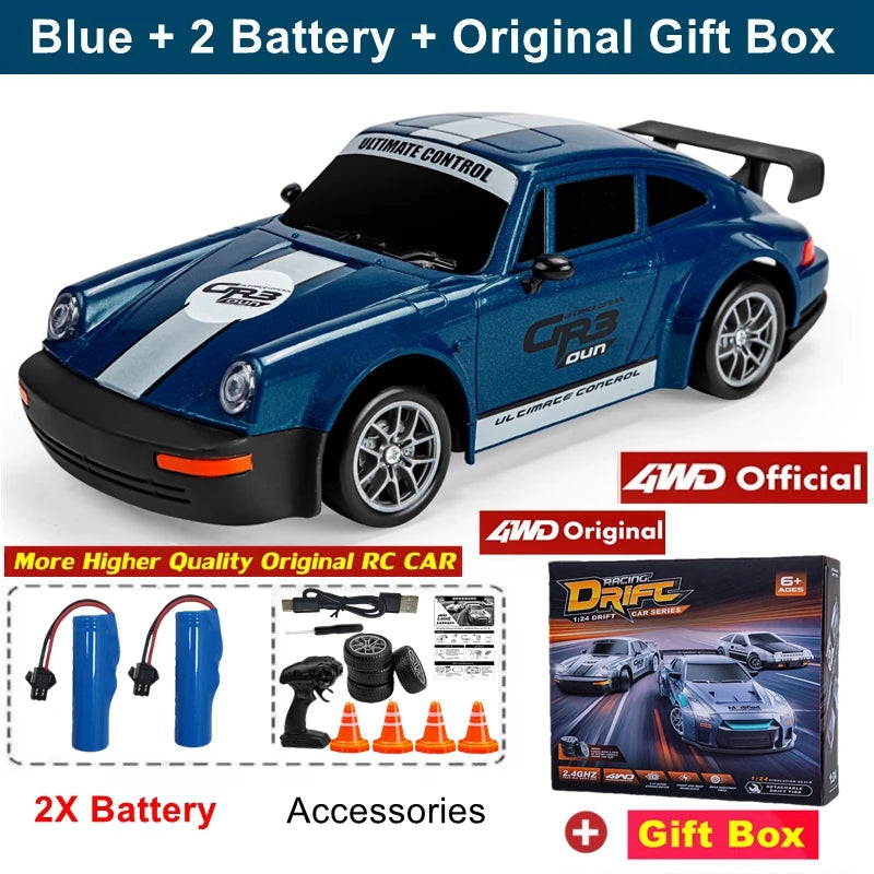 New 4WD Remote Control Drift Car Full Size 1:24 Mini Remote Control Racing Car Model 2.4G Radio High Speed RC Car Boy Toy Gift