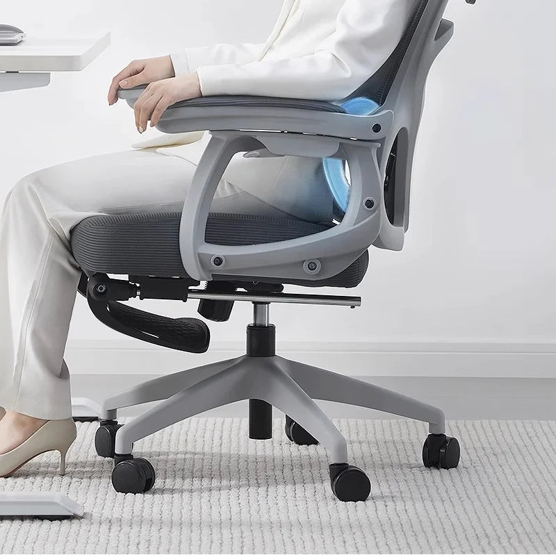 Ergonomic Office Chair Liftable Mesh Computer Chair with 4D Lumbar Support Home Office Swivel Chair with Latex Seat Cushion