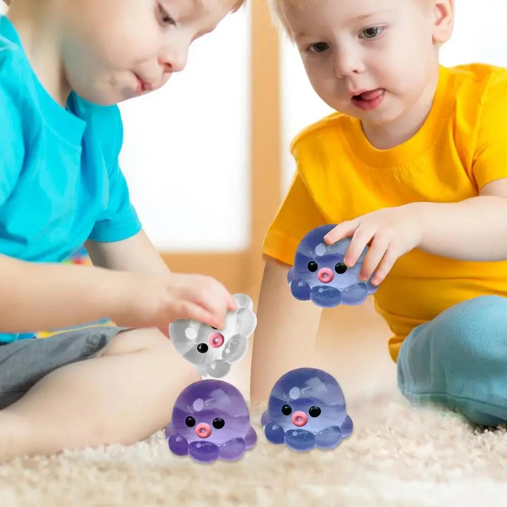 Octopus Squeeze Fidget Toy Rubber Clear Crystal Octopus Hand Relax Toy Homemade Bubble Hairstyle Game For Kids Adults Pinch Toy