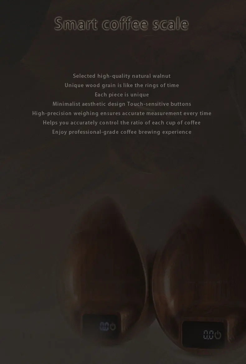 MUVNA Coffee Bean Weigher, espresso weighing display tray, Walnut hand brewing electronic scale / accurate to 0.1g Professional