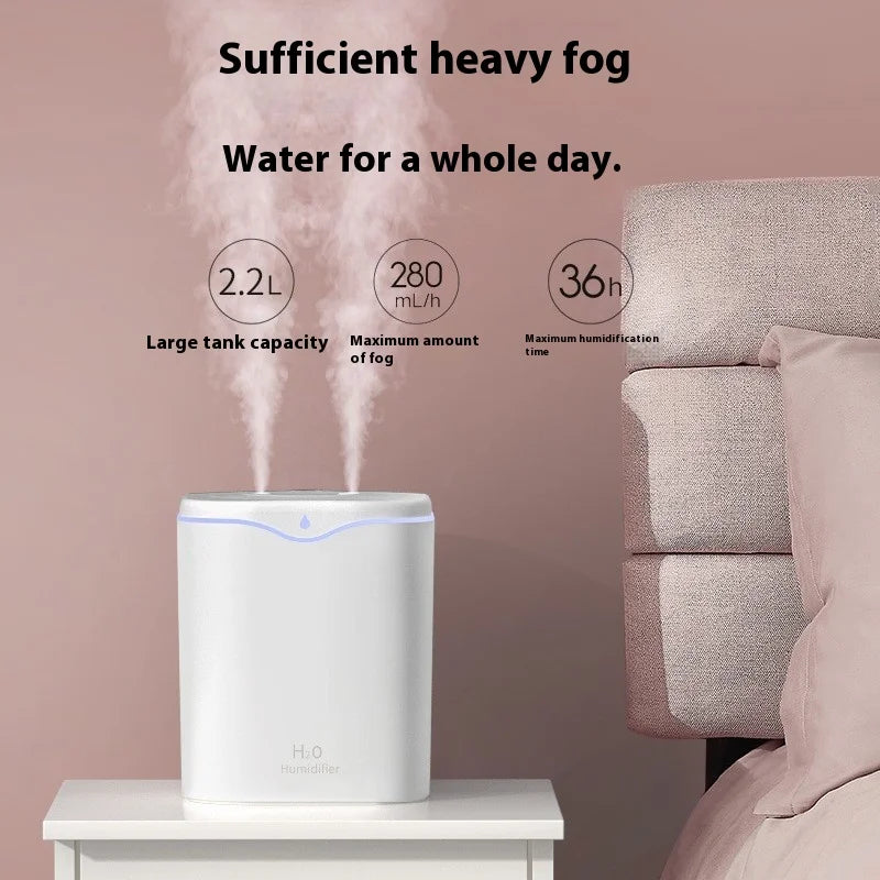 Large Capacity Dual Spray Humidifier Usb Home Bedroom 2L Silent Water Replenisher Air Purifier Wireless Water Diffuser Office