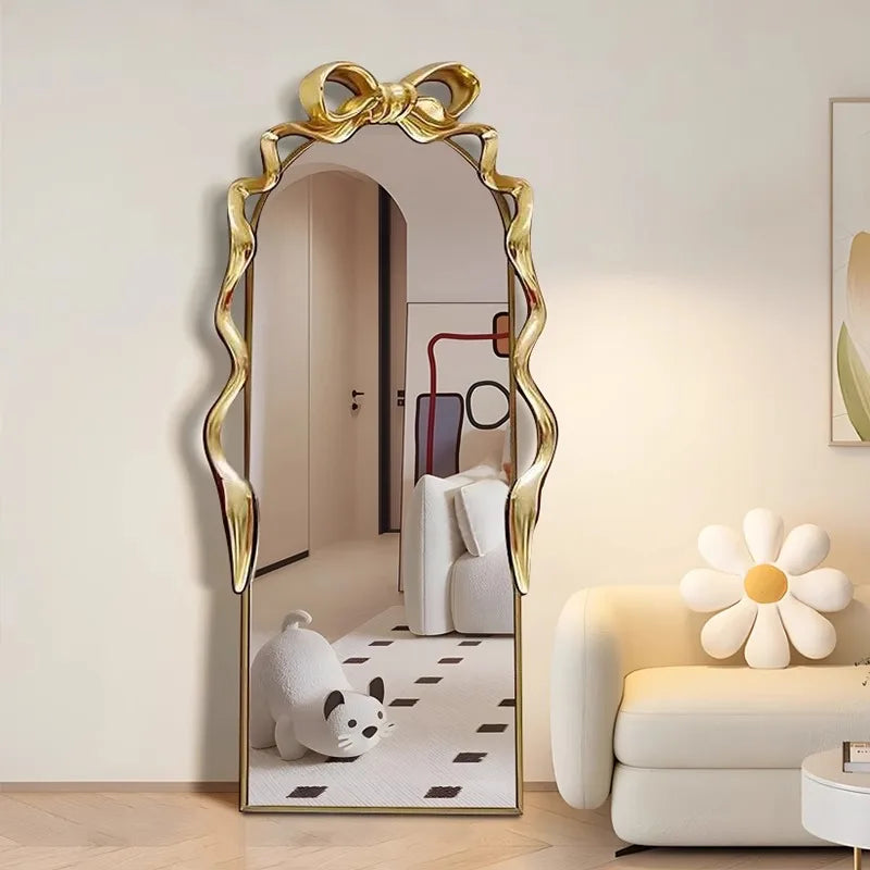 Luxury elegant wooden floor mirror high-end specchiera da pavimento furniture American style vintage full body mirror Black