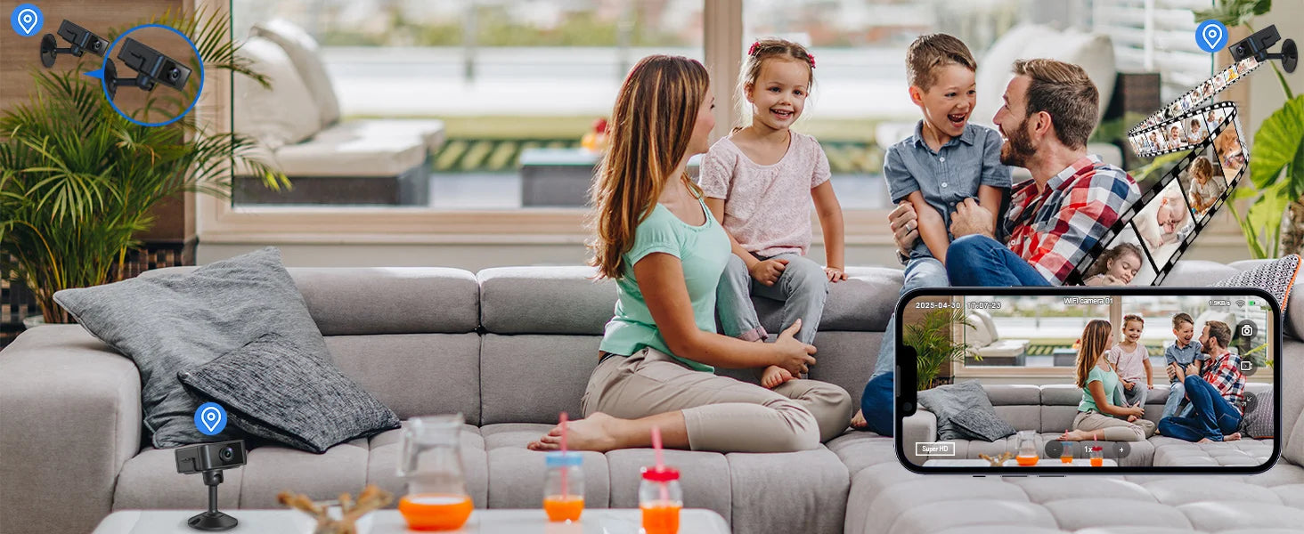 Indoor 4K Security Mini Camera Night Vision 4H Battery Life Motion Detection Alerts SD/Cloud Storage Phone App Control Baby Cam