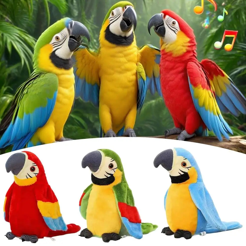 Talking Macaw Parrot Repeat What You Say Stuffed Animal Plush Toy Electronic Record Animated Bird Speaking Parrot Pet Plush Toys