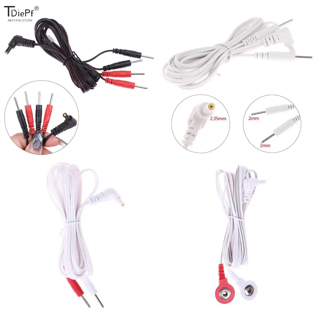 2/4Button Electrotherapy Electrode Lead Electric Shock Wires Cable For Ten Massager Connection Cable Massage & Relaxation