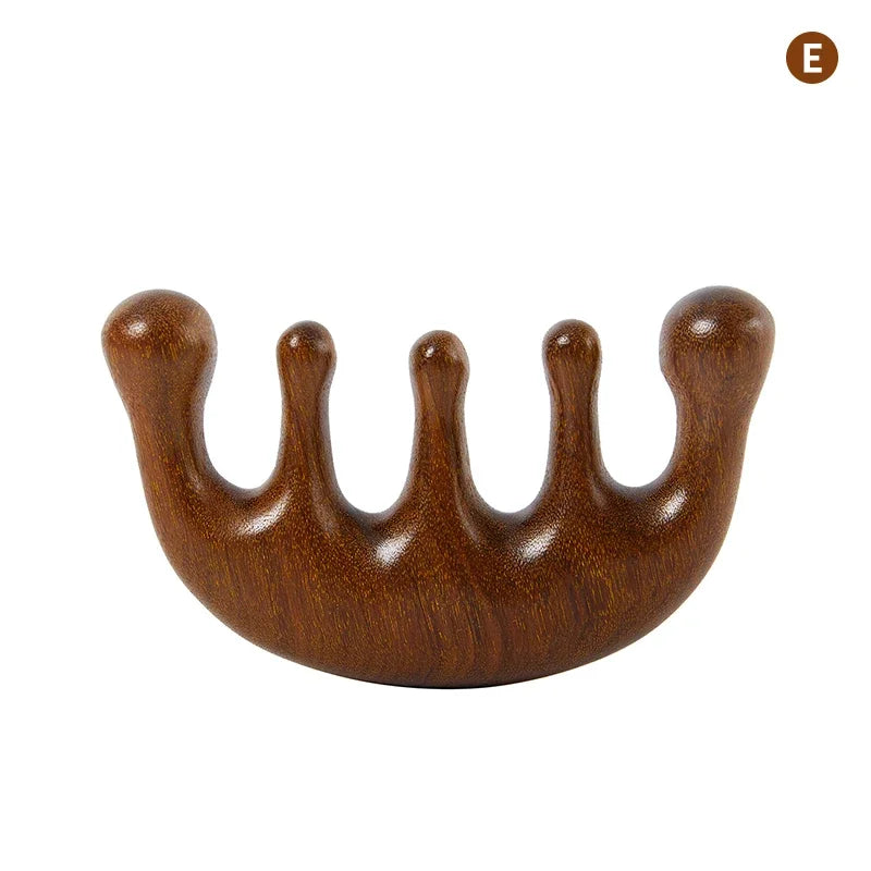 1pc Wood Texture Massage Comb Wood Therapy Head Face Scalp Massager Natural Facial Sandalwood Wide Tooth Scraping Body Massage