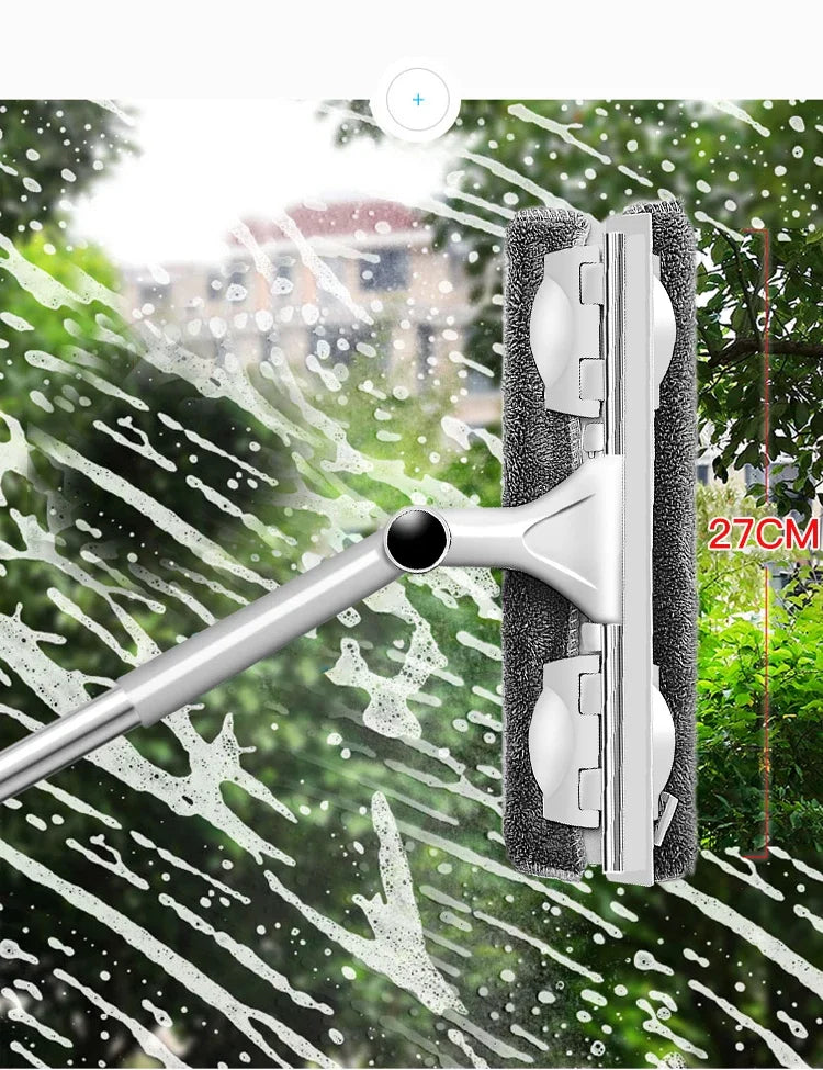 Household Telescopic Window Cleaning Tool with Long Handle Brush Glass Washer Mop for Efficient Indoor Window Cleaner