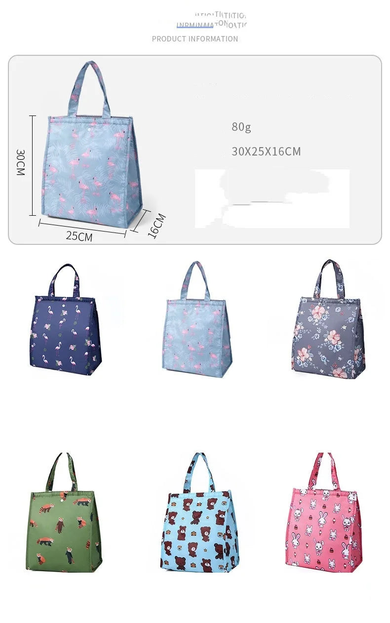 Waterproof Foldable Handheld Lunch Insulated Bag, Aluminum Foil Insulated Large-capacity Storage Lunch Box, Bento Bag