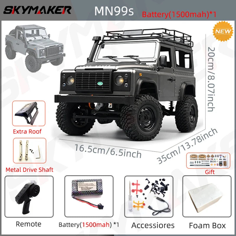 New MN99s MN98 1:12 MN Model RTR Version RC Car 2.4G 4WD RC Rock Crawler Defender Remote Control Car 1/12 RC Truck Cars Toys