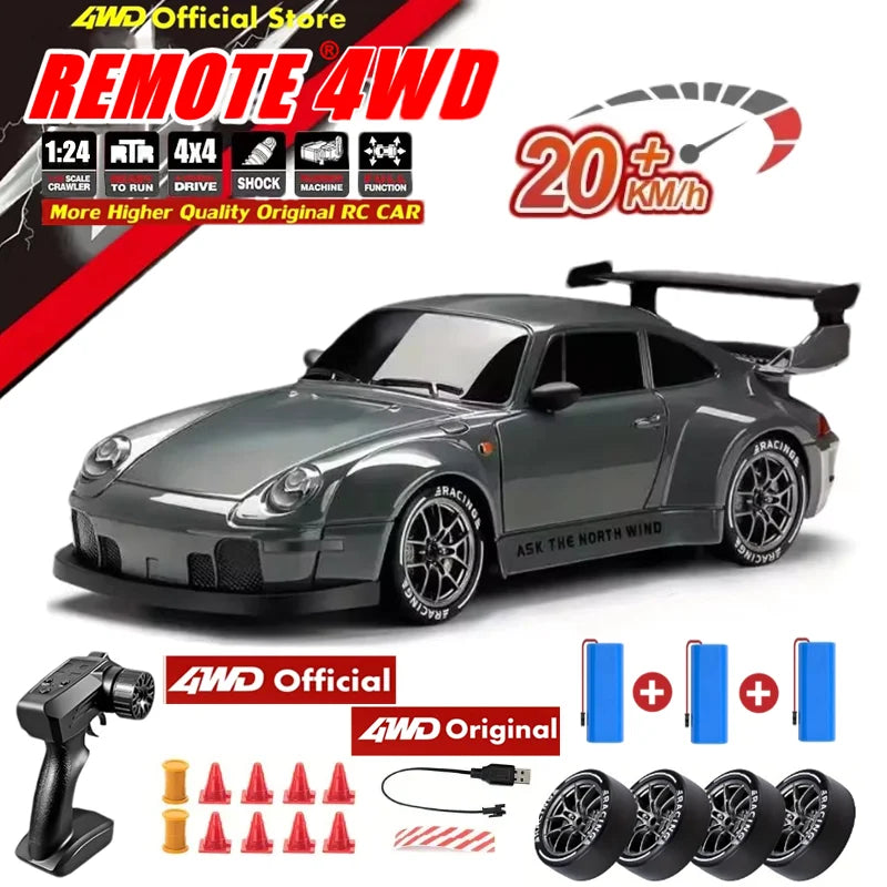 New 4WD Remote Control Drift Car Full Size 1:24 Mini Remote Control Racing Car Model 2.4G Radio High Speed RC Car Boy Toy Gift