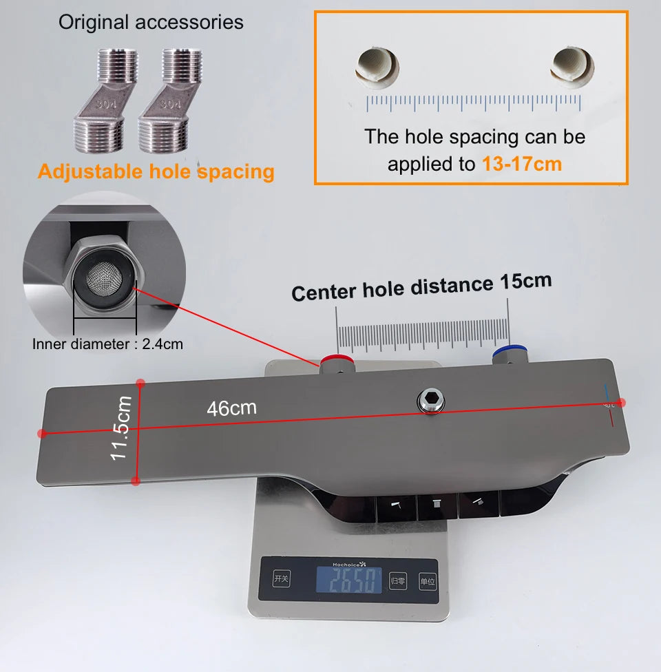 VGX Thermostatic Shower System Intelligent Digital Bathroom Shower Faucet Set Temperature Display Rainlfall Bathroom Shower Set