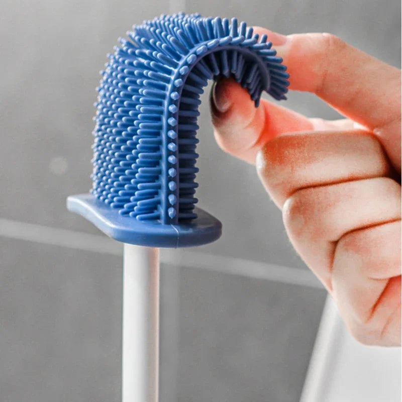 Bathroom Double-use Household Non-dead Angle Silicone Toilet Brush Toilet Toilet Brush Wall Cleaning Tool Wall Hanging Set