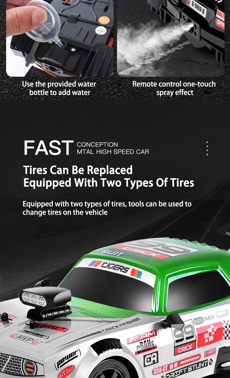 1/16 RC Car AE86 4x4 High-Speed RC Drift Cars 2.4G Remote Control Racing Vehicle 18km/h Waiting For Light Spray Toys for Boys