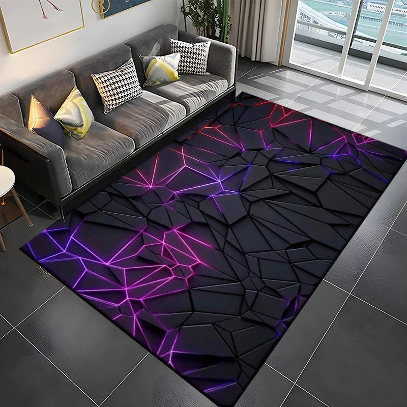 3D Abstract Mirror Geometric Illusion Large Area Rug Carpet for Home for Living Room Bedroom Sofa Decor Floor Kids Play Mat Gift