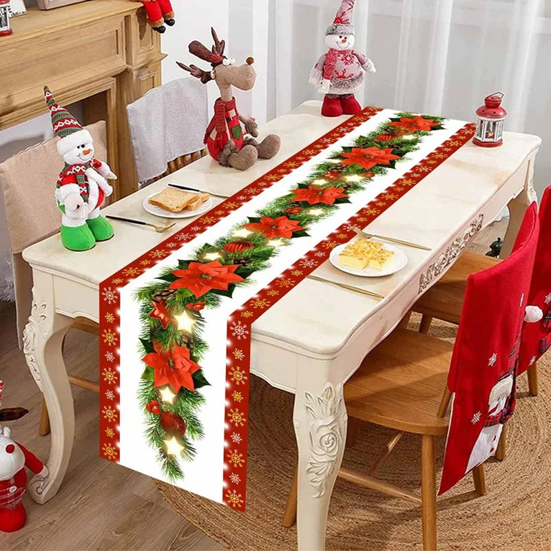 Christmas Table Runner Christmas Party Decoration 2025 Xmas Santa Claus Snowman Table Runner Navidad Natal New Year Gift 2026