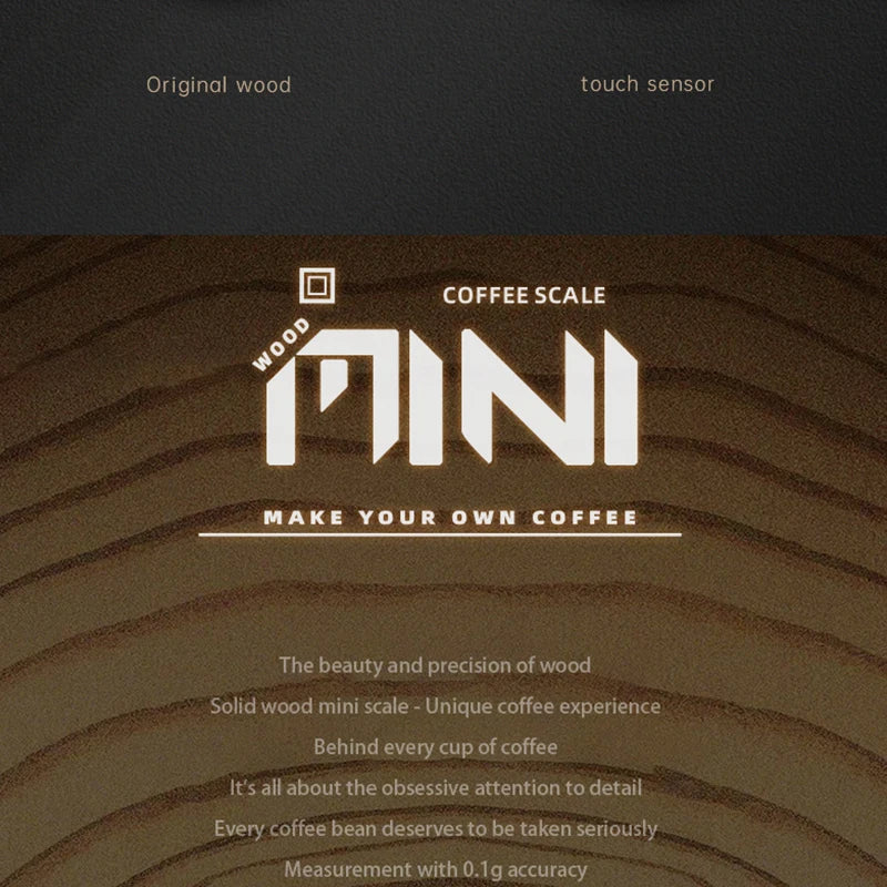 MUVNA Mini Digital Wood scale, Professional Electronic Coffee Scale for Espresso/Hand Drip Coffee 0.1g of high-precision, 2kg