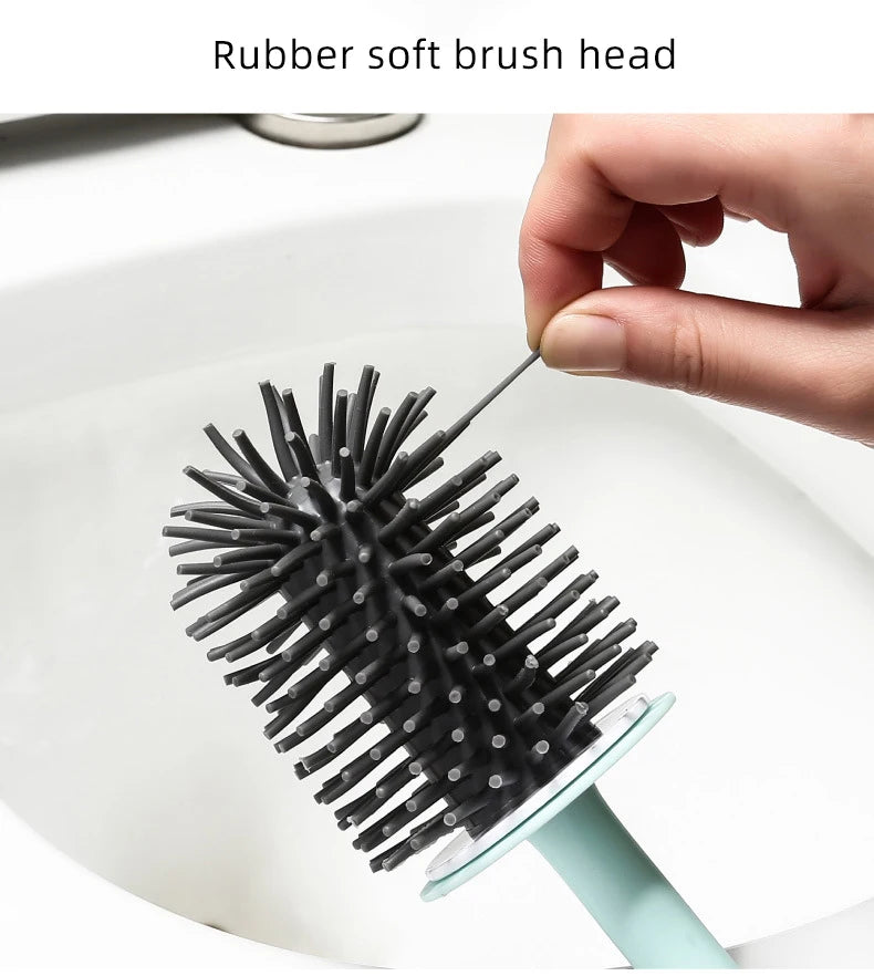 WIKHOSTAR Toilet Brush Silicone Toilet Quick Drying Cleaning Brush Wall Mount Gap Brush with Holder Tool Bathroom Accessories