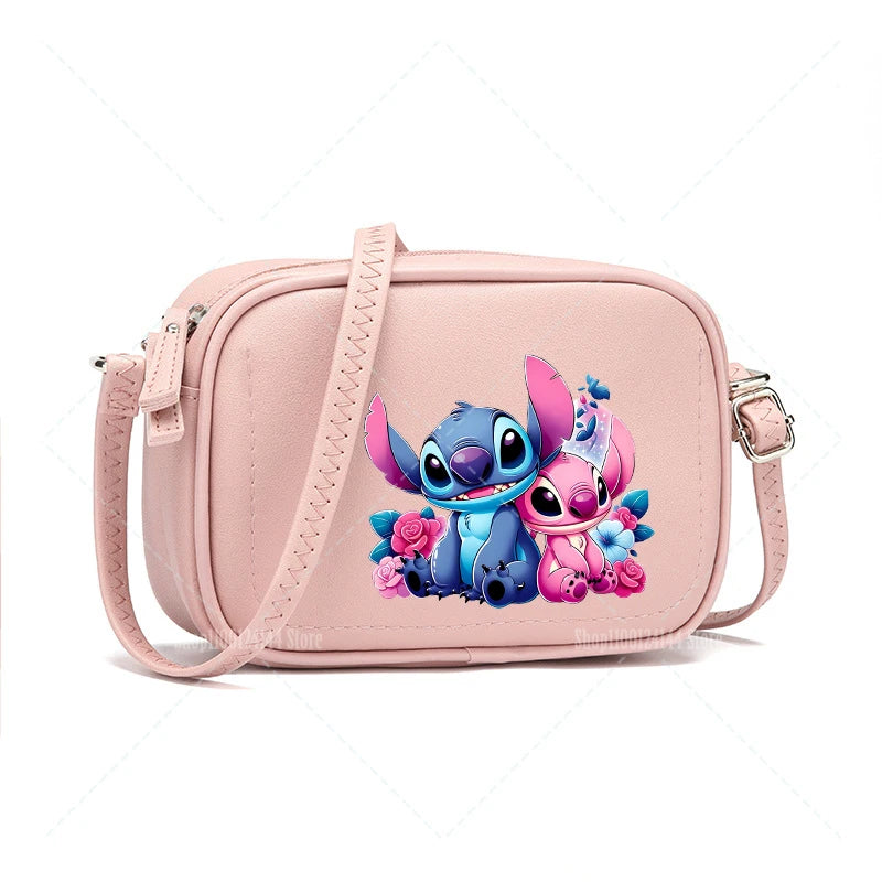 Lilo & Stitch Women Crossbody Zipper Mobile Phone Shoulder Bag Female Handbag Cartoon Multifunction Small Bag Lady Purse Gift