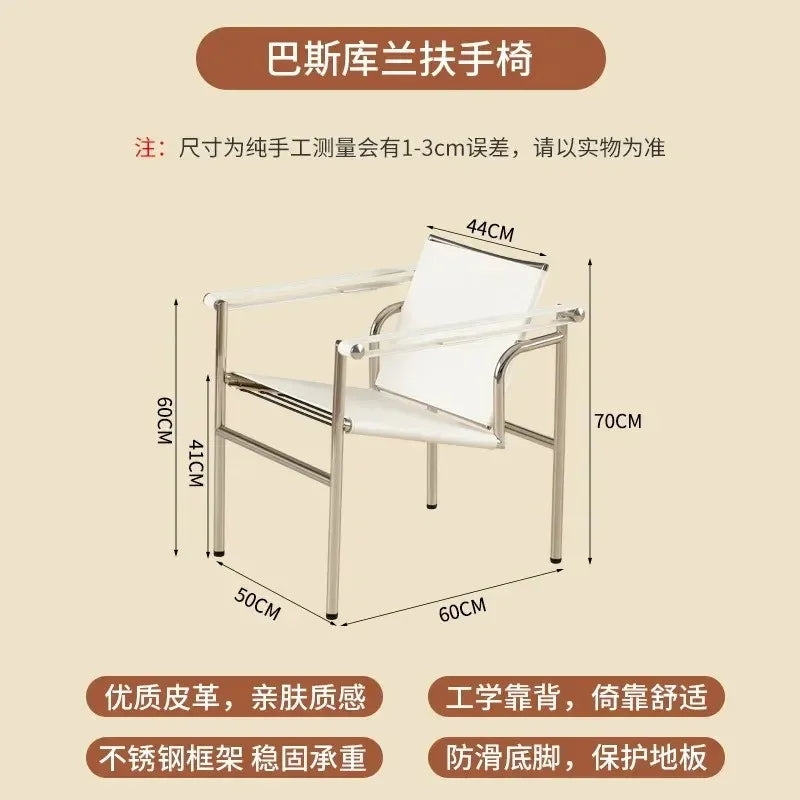 Le Corbusier Italian Style Single Sofa Chair Designer Vintage Single Chair Stainless Steel Leisure Chair