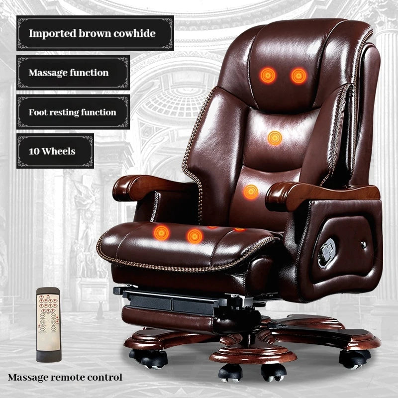 Leather Wheel Office Chair Support Design Relax Modern Massage Chair Chaise Mobile Comfy Luxury Silla Oficina Office Furniture