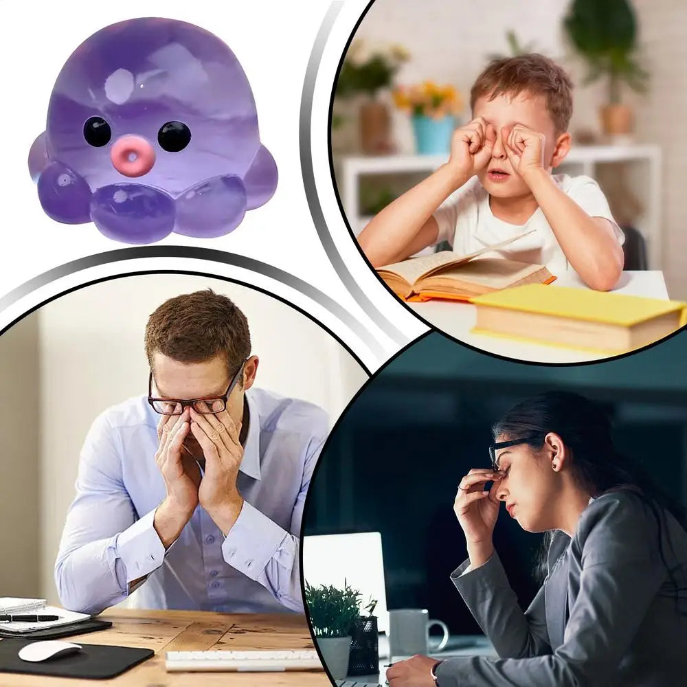 Octopus Squeeze Fidget Toy Rubber Clear Crystal Octopus Hand Relax Toy Homemade Bubble Hairstyle Game For Kids Adults Pinch Toy