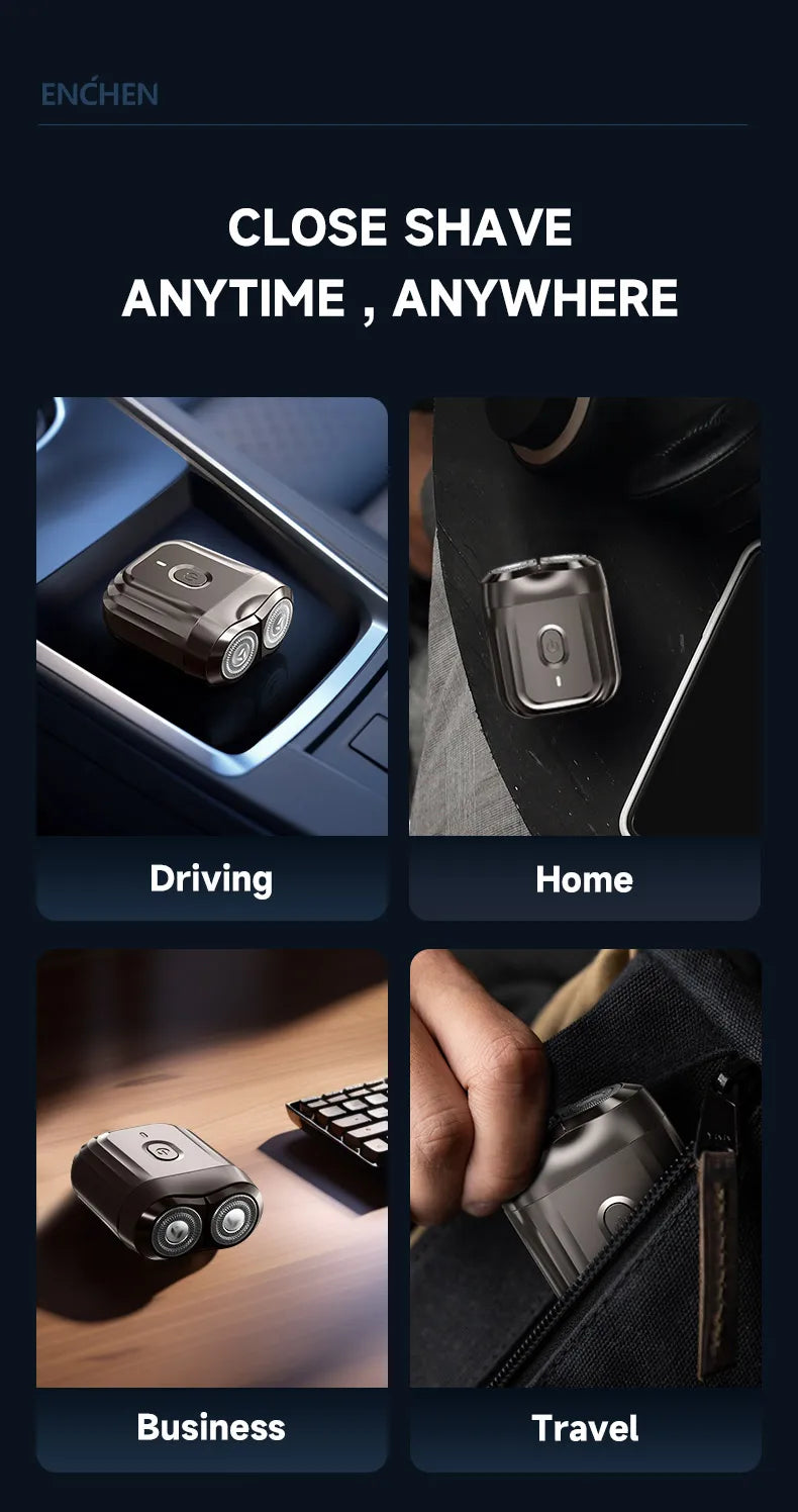 ENCHEN Mini6 2-Direction Flex Heads Electirc Shaver 100% Waterproof Up to 60-Min OF Cordless Shaving With Magnetic Cutter Head