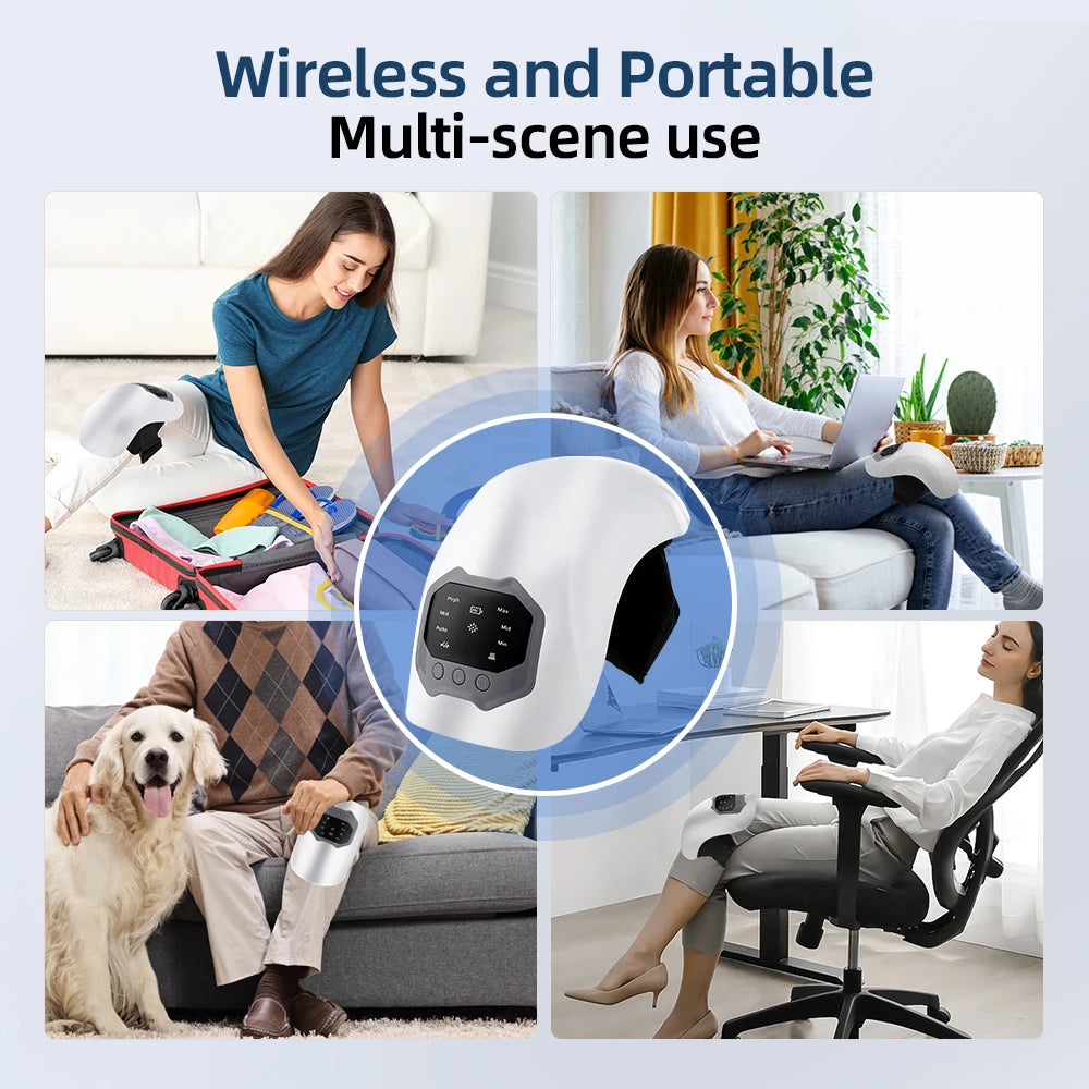 Heated Vibration Knee Massager for Joint Electric Knee Brace Red Light Knee Care Home Office Airbag Relaxing Treatment Knee Pad