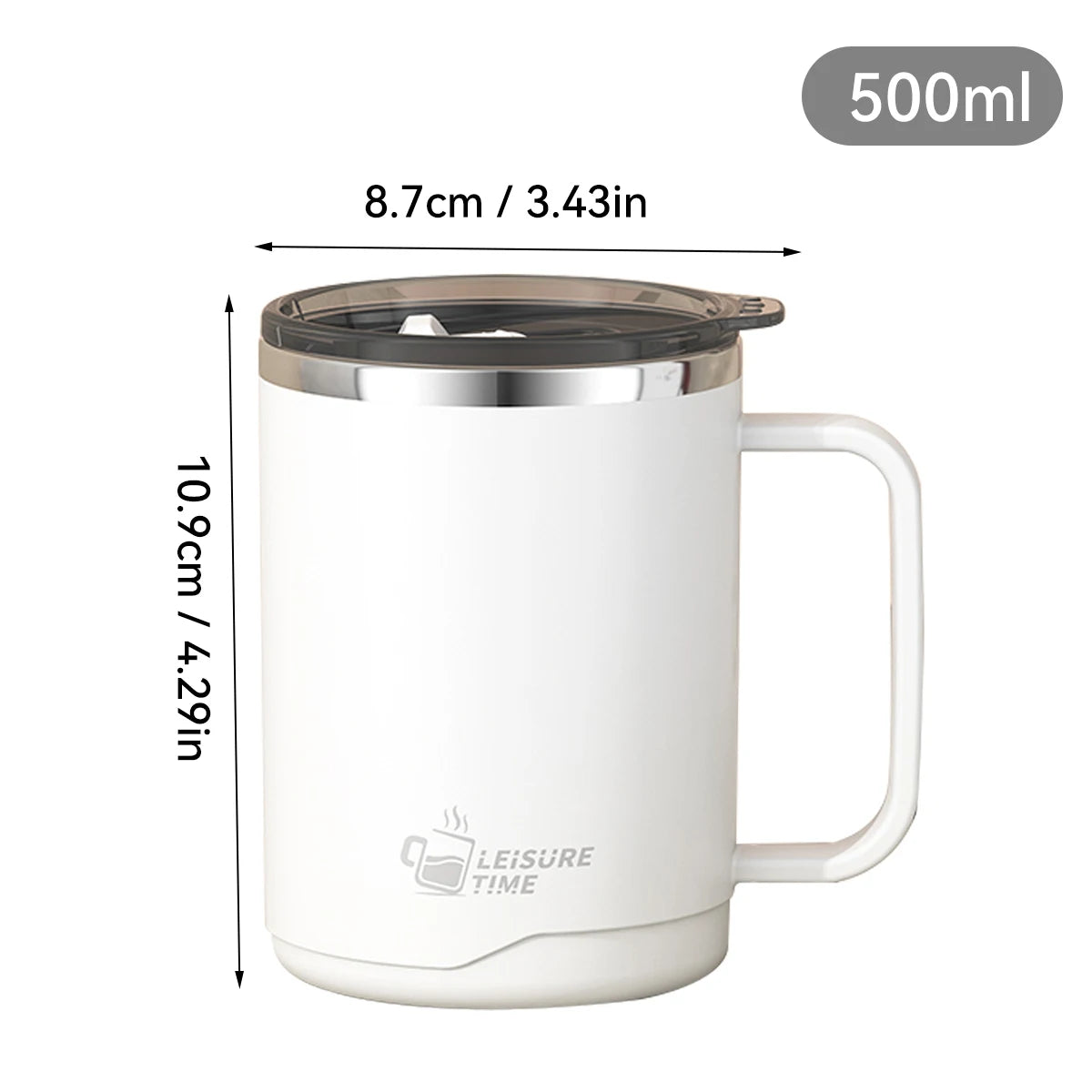 500ml Double-layer Mug 304 Stainless Steel Insulated Coffee Cup With Handle Portable Sealed Water Cup Drinkware For Student Kid