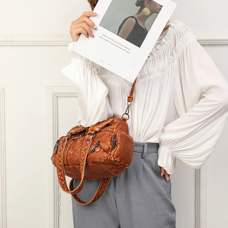 Y2k Women Shoulder Bag Vintage Punk Goth Fashion Designer Leather Tote Bag Large Capacity Rivet Motorcycle Handbag