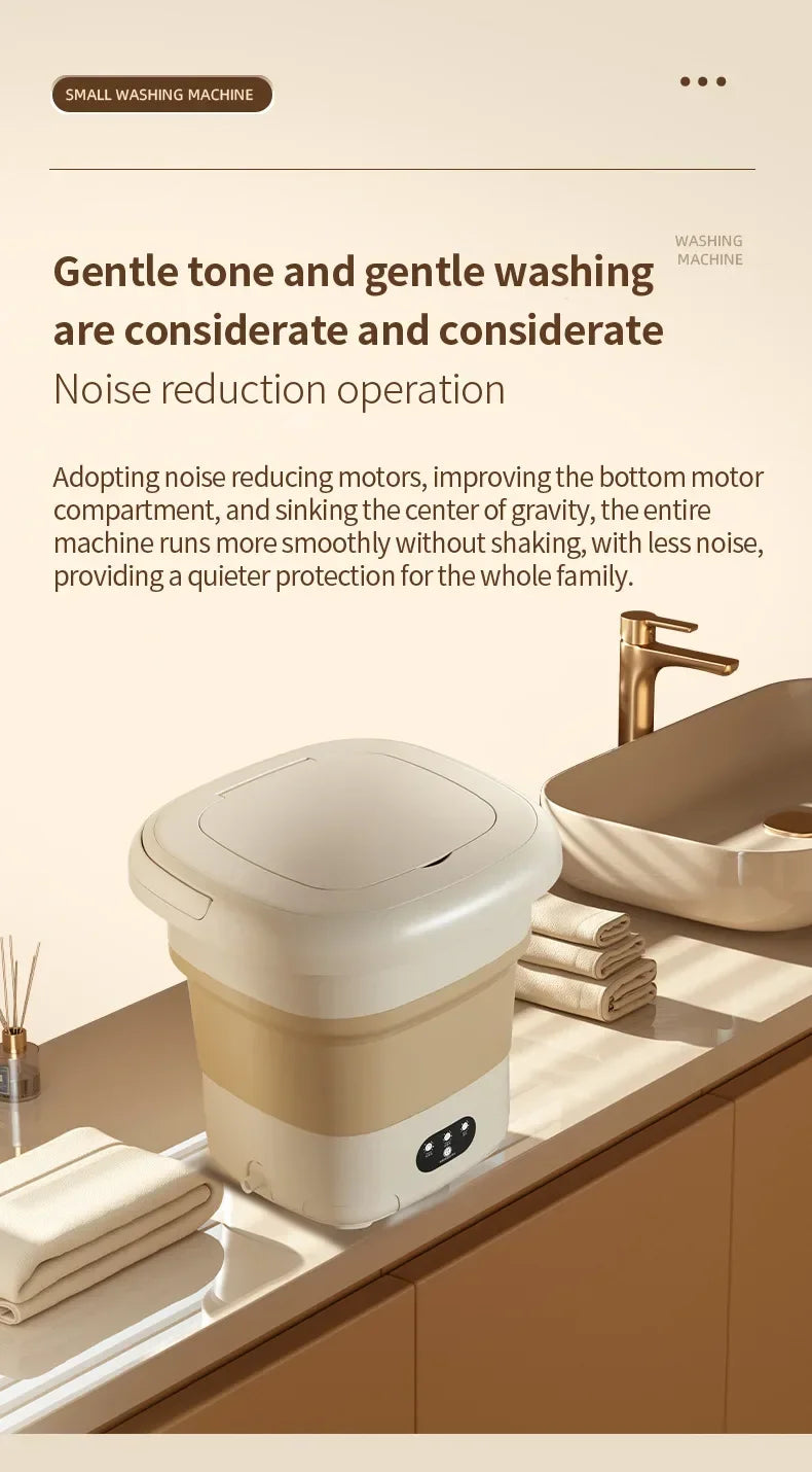 Folding Portable Washing Machine Big Capacity with Clothes Spin Dryer Bucket Travel Socks Underwear Panties Washing Machine