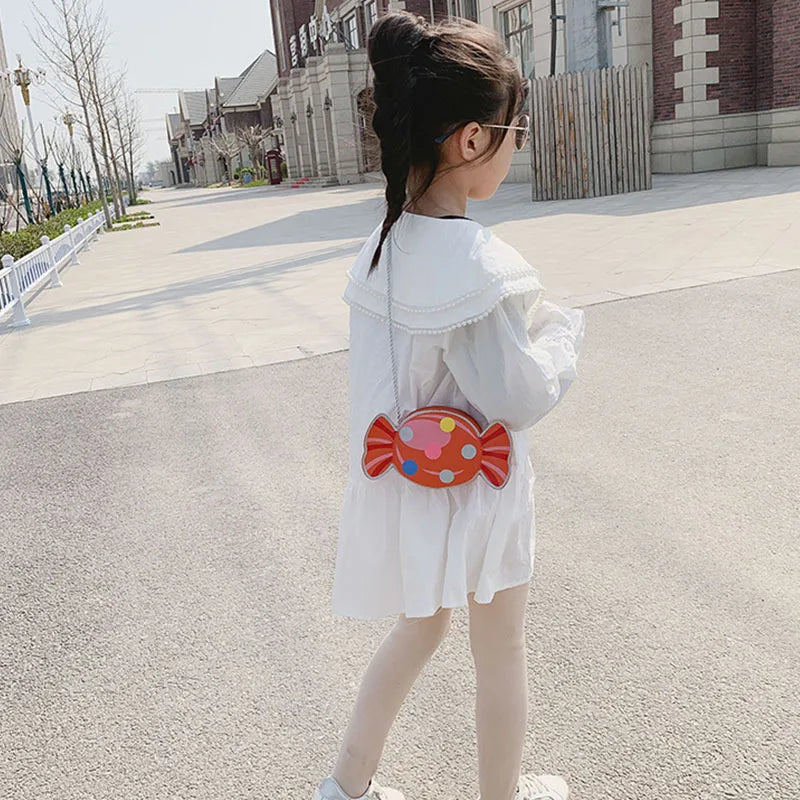 Cute Candy Children Messenger Bag Princess Girl Mini Handbags Pu Leather Coin Purse  Chain Purses Kids Crossbody Shoulder Bags