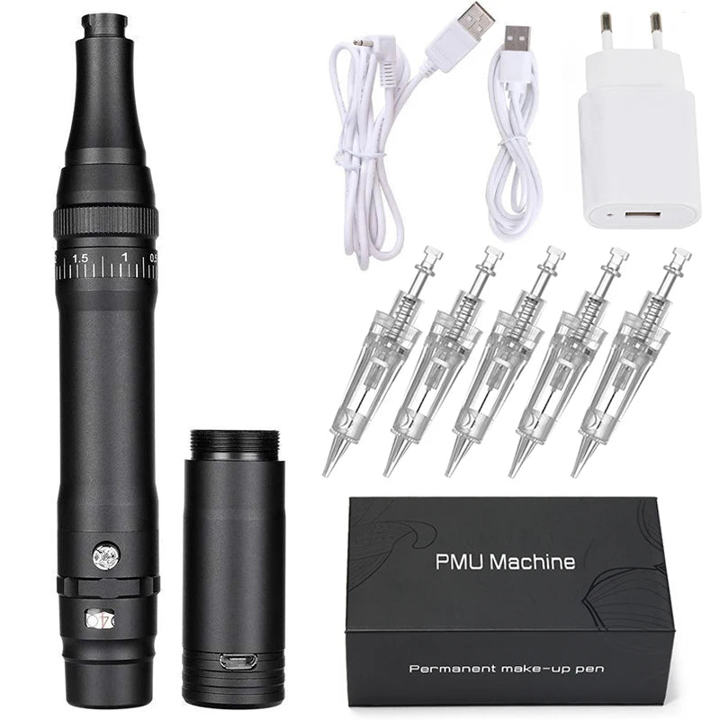 Wireless PMU Machine Permanent Makeup for Eyebrows Miroblading Eyeliner Lip Microshading Professional Rotary Tattoo Pen Gun Kit