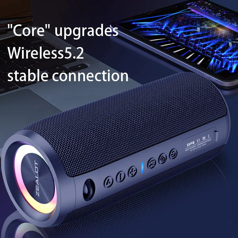ZEALOT S51 Pro 40W Wireless Speakers, Outdoor Portable Subwoofer Speaker, Waterproof IPX 6,  Dual Pairing,5200mAh Battery.