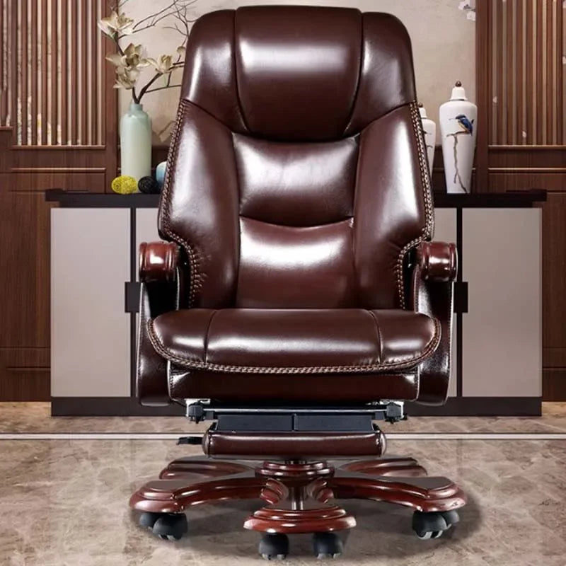 Leather Wheel Office Chair Support Design Relax Modern Massage Chair Chaise Mobile Comfy Luxury Silla Oficina Office Furniture
