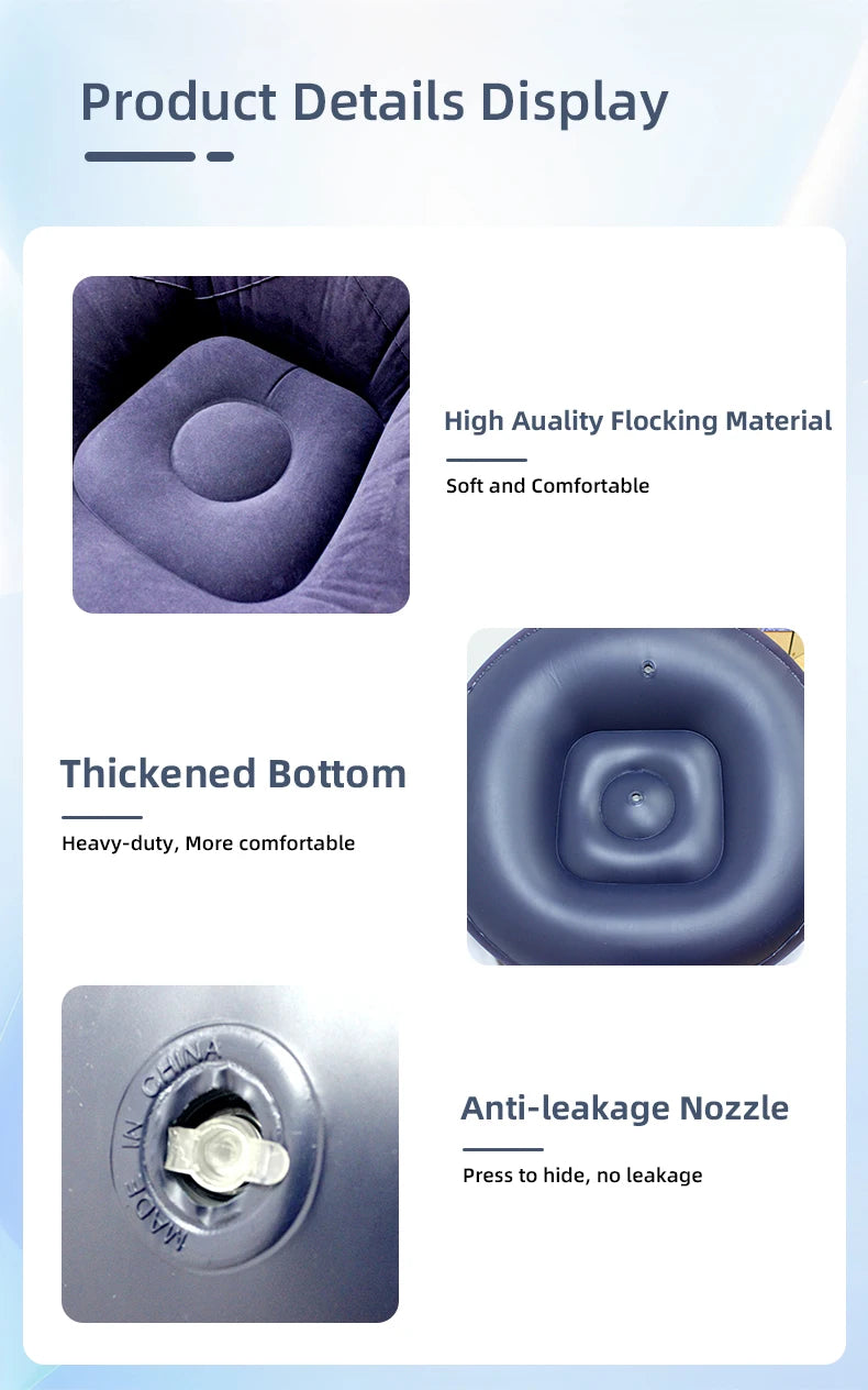 Lazy Inflatable Sofa Portable Foldable Pvc Flocking Single-Person Inflatable Sofa Lounger Seat for Outdoor Camping