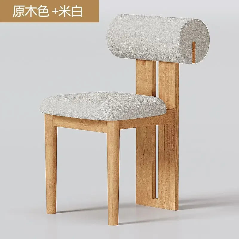 Nordic French Vintage Solid Wood Dining Chair - Mid-Century Retro Backrest Hippo Chair for Home, Living Room & Vanity